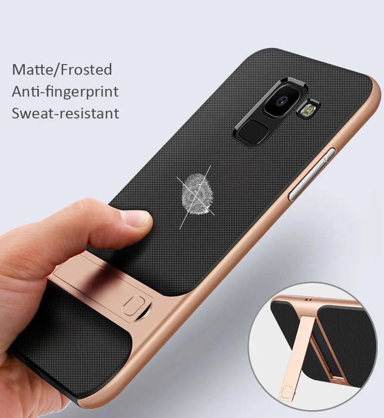 Hybrid Slim Armor Case For Samsung Galaxy J6 J8 2018 Holder Kickstand Protector Cover TPU + PC Frame | Мобильные телефоны и