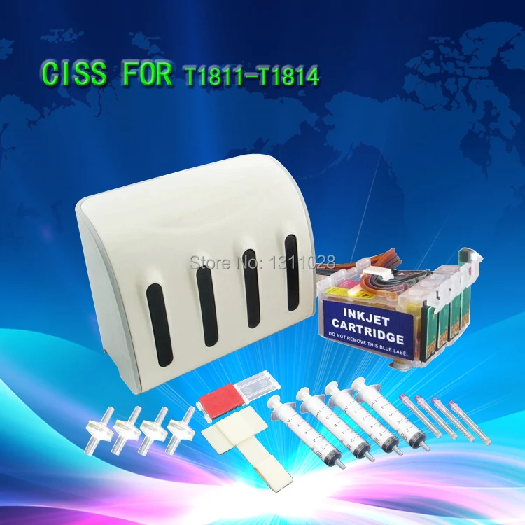 

INK WAY T1811-T1814 CISS with combo chips for XP 30 XP102 XP202 XP302 XP312 XP402 XP205 XP305 XP405 etc.