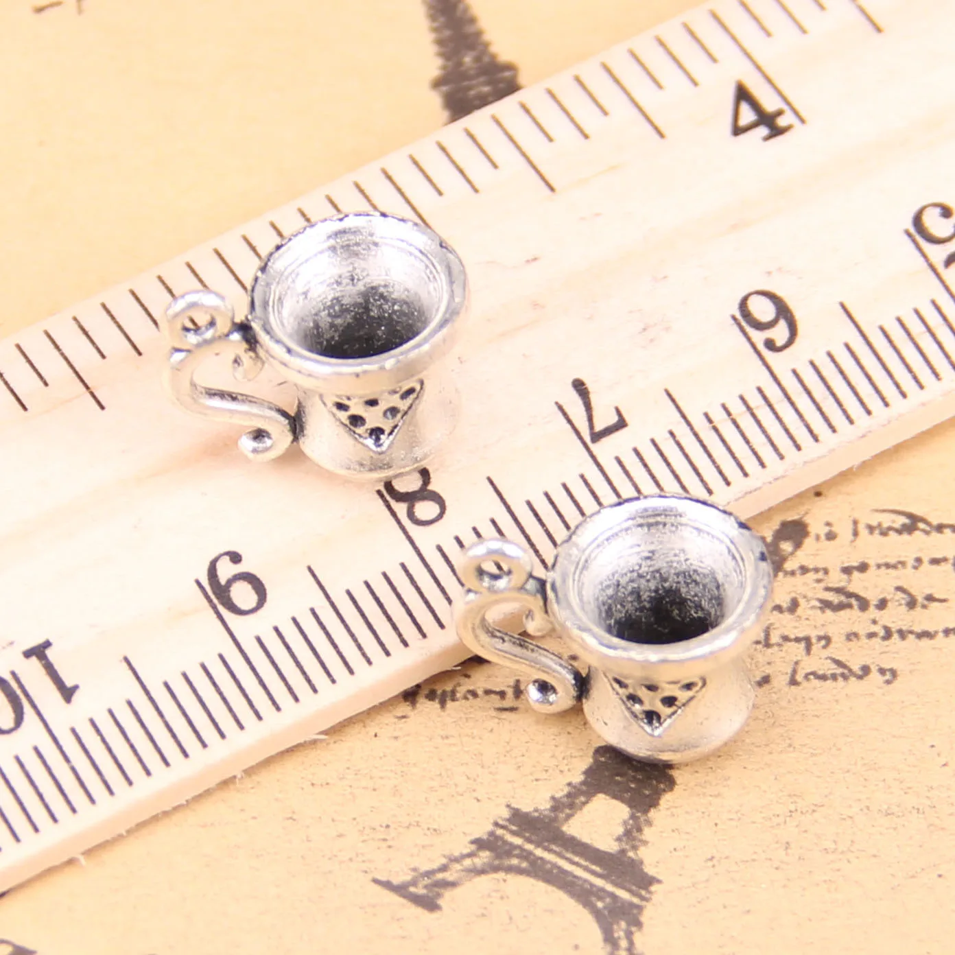 58pcs Jewelry Charms 3D teacup 10x15mm Antique Silver Plated Pendants Making DIY Handmade Tibetan | Украшения и аксессуары
