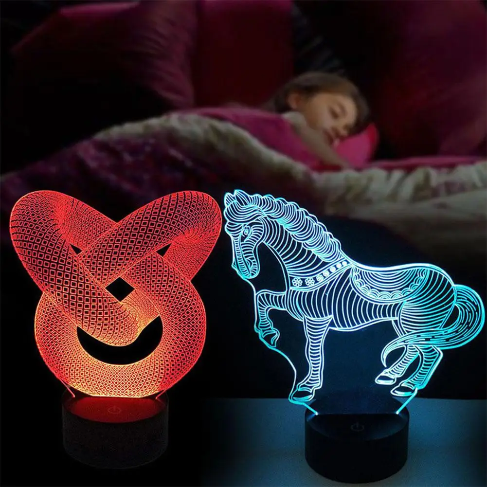 3D Светодиодная лампа база светящийся ночник USB сенсорный 7 видов цветов сменный