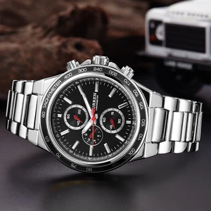 Часы наручные CURREN Мужские кварцевые аналоговые, люксовые со стальным браслетом, с полным календарем