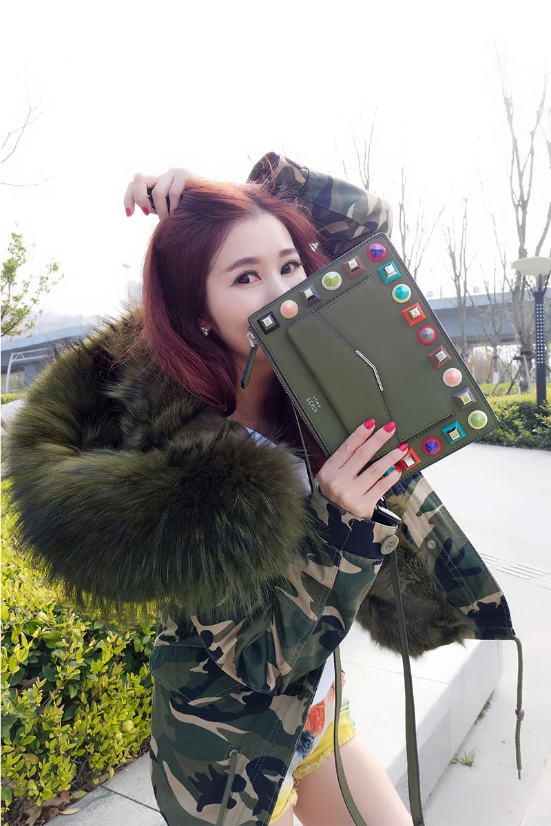 Женская зимняя куртка из натурального Лисьего меха парка с капюшоном и