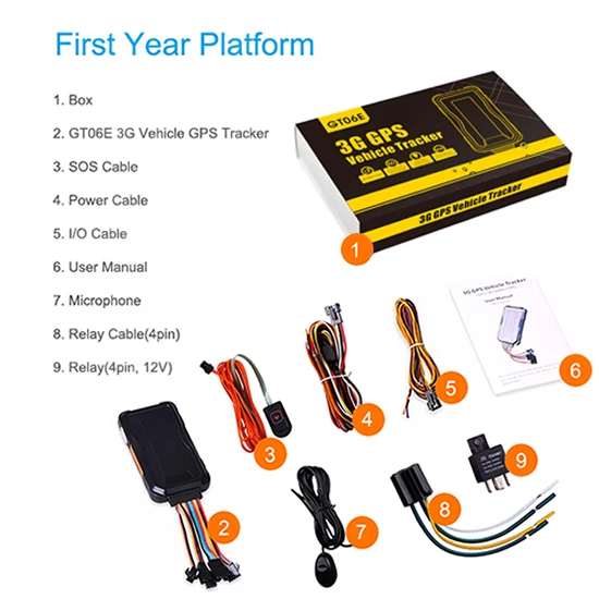 Concox GT06E 3g gps трекер устройство слежения в реальном времени WCDMA GSM gps локатор SMS приложение веб-Отслеживание несколько сигнализации SOS ACC трекер - Цвет: First year platform