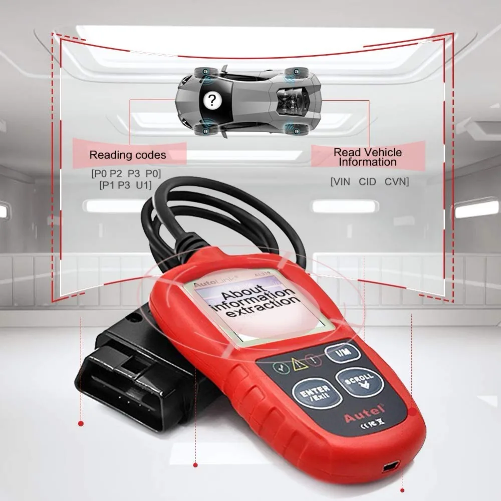 Autel AutoLink AL319 авто инструмент диагностики DIY читальный инструмент кодов OBD2 инструмент сканирования кодов Просмотр "стоп-кадр" данных диагностический инструмент сканер автомобиля