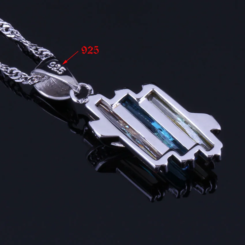 Divine Multigem Multicolor Yellow Cubic Zirconia Silver Plated Jewelry Sets Earrings Pendant Chain Ring V0968 | Украшения и