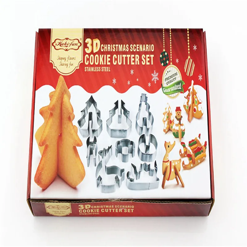 MJ180 DIY 3D Рождественский сценарий из нержавеющей стали для печенья форма выпечки