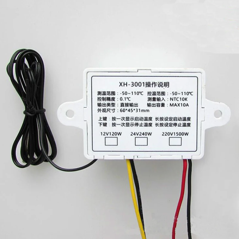 XH-W3001 W3001 Температура контроллер цифровой светодиодный 12 24 110-220 V термометр Thermo коммутатор контроллера зонд Max 10A NTC10K