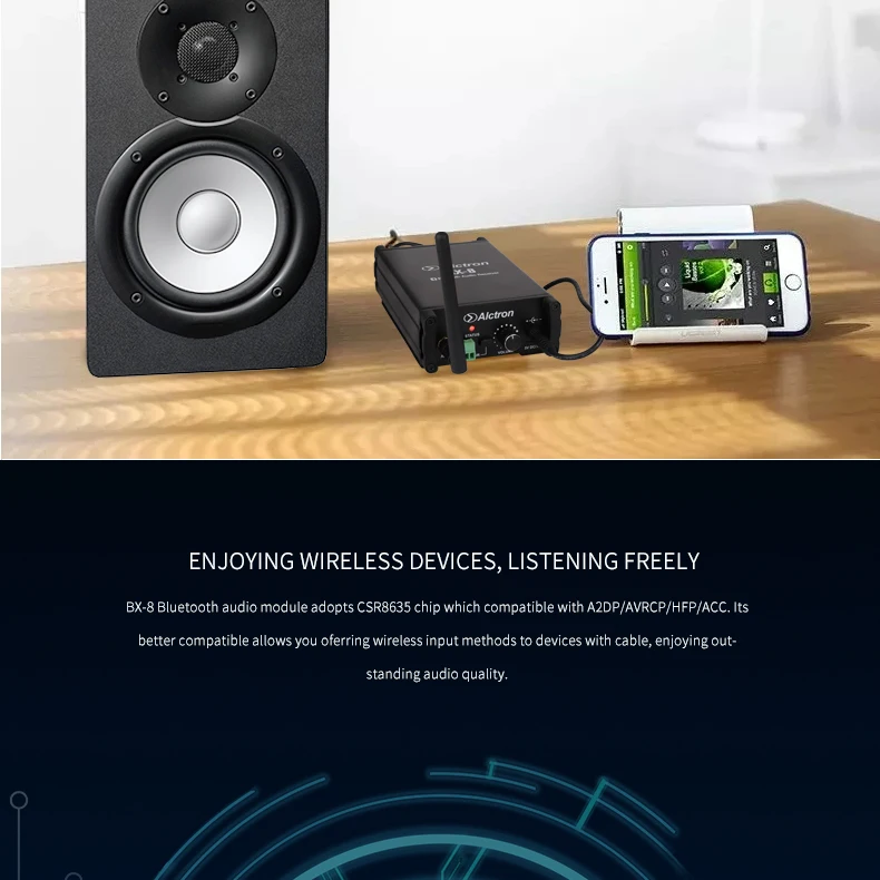 Alctron BX-8 профессиональный bluetooth аудио приемник wirhn аудио выход