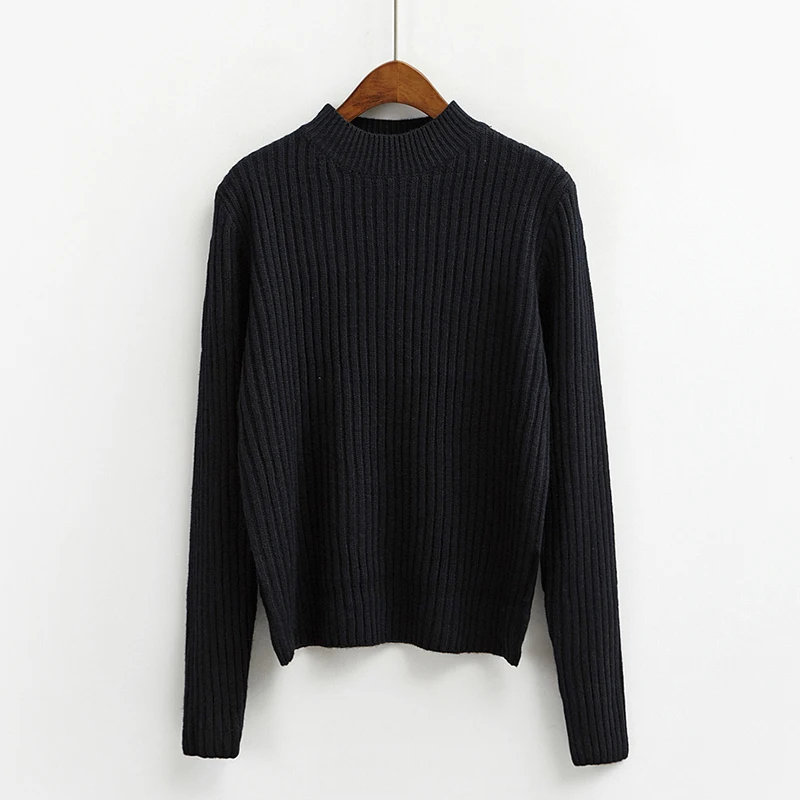 Half Turtleneck Women Sweater Jumper Autumn Winter Burgundy Soft Thin Knitted Pullover Ribbed Long Sleeve Basic | Женская одежда