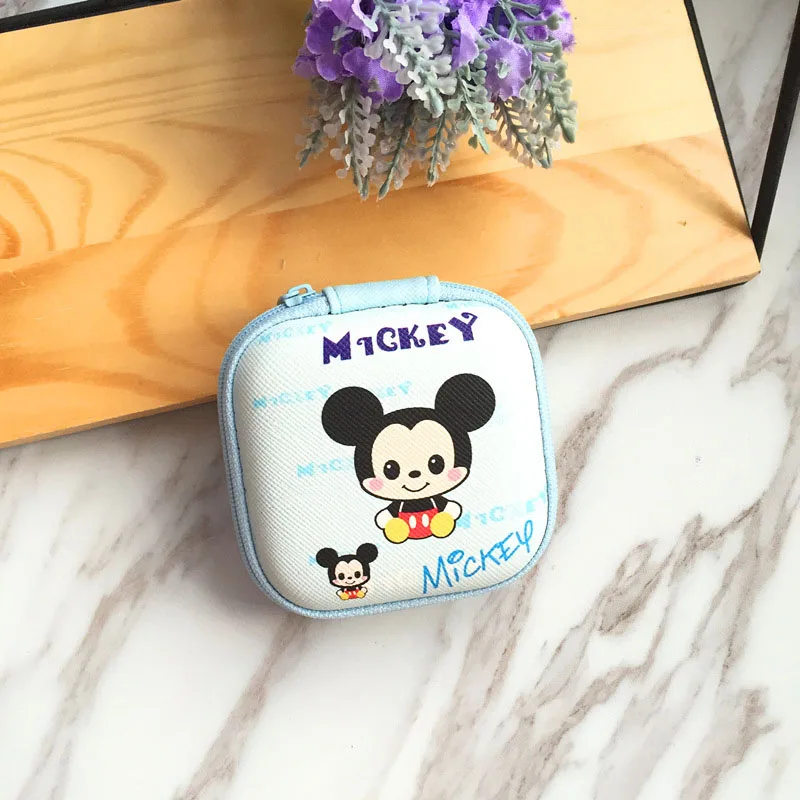 Disney для женщин монета пакет Микки мышь сумка Kawaii мультфильм стежка мини-молния маленькая монета сумки ключ наушники коробка для хр - Цвет: A