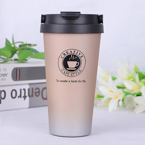 500ML Gold Кофейная кружка из нержавеющей стали, термос, стакан, чашки, вакуумная колба, дорожная термо-бутылка для воды, чайная кружка, Термокружка, автомобильные бутылки для воды - Color: 500ML Gold