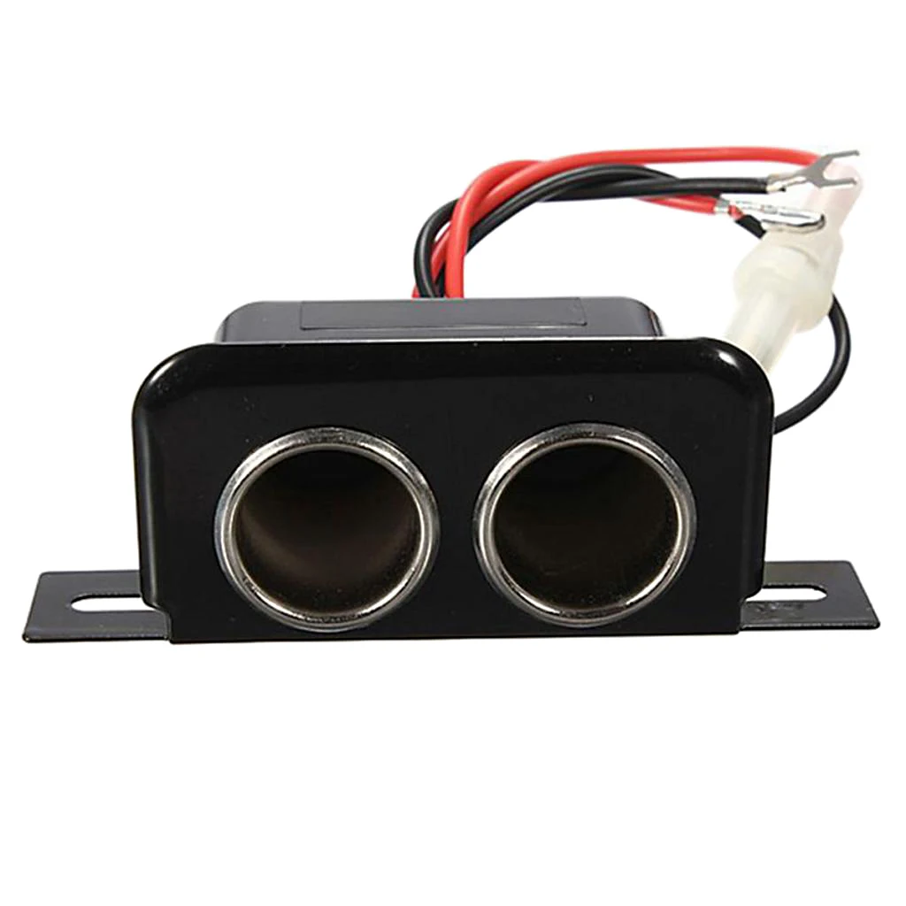 

12VDC Car Motorbike Tractor Boat C igarette Lighter Double Socket Plug 10A