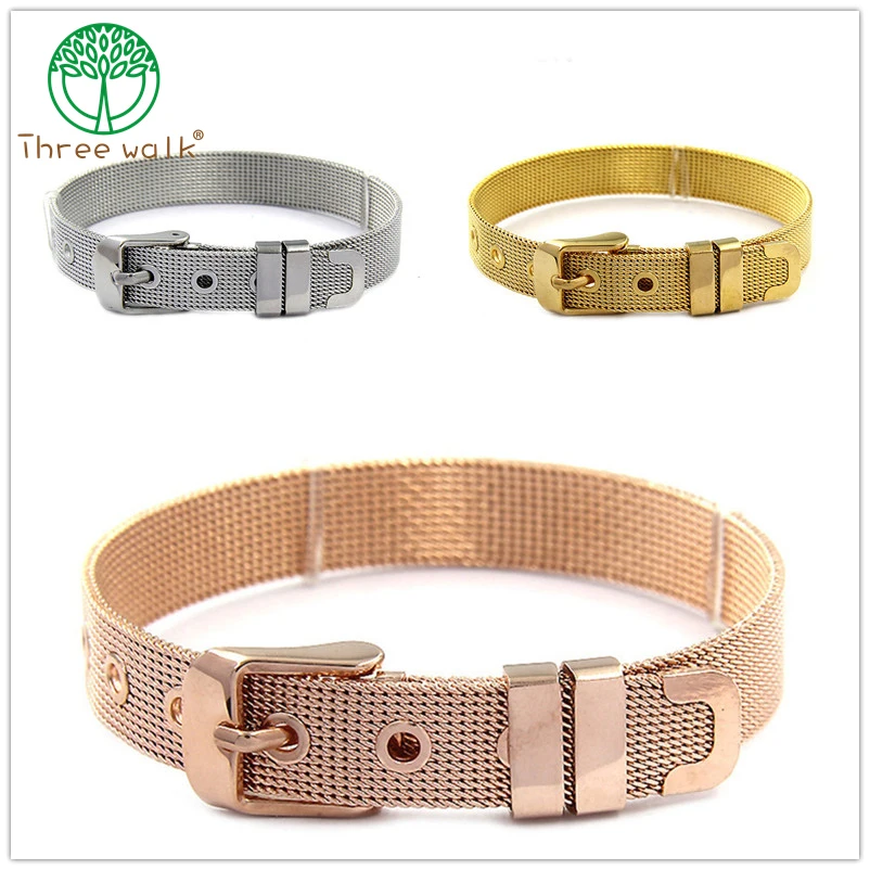 

Stainless Steel Mesh Keeper Brand Bracelet Can Fit Slide Charms Bracelets for Mothers Day Gifts Design Jewelry