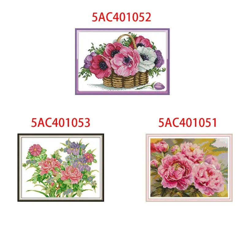 Пион DIY ручной работы Счетный набор вышивки крестом Набор для вышивания 14CT украшение дома