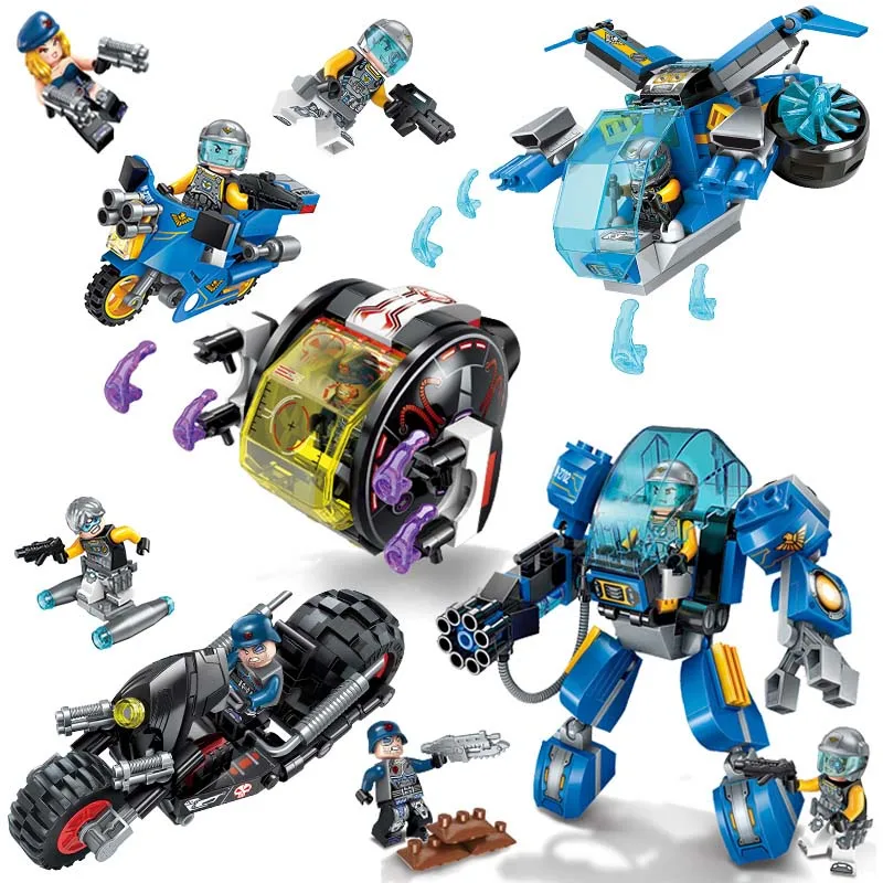 Собранные наборы строительных блоков космический корабль Mecha боевой мотоцикл