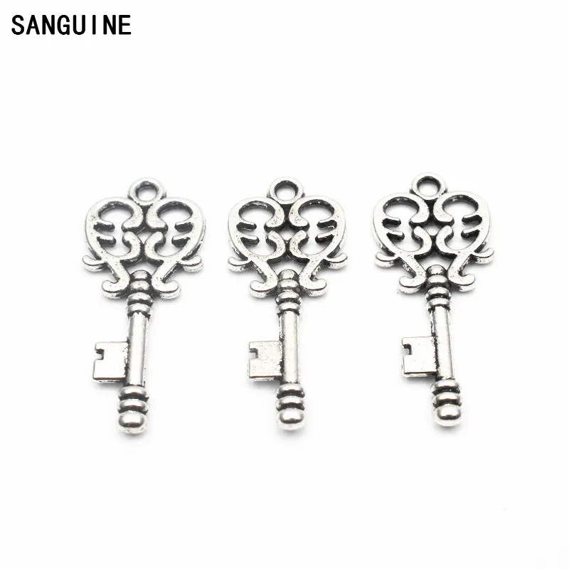 

50pcs/lot silver key pendant Metal lobster clasp Dangle Charms Fit DIY Necklace Bracelet Jewelry