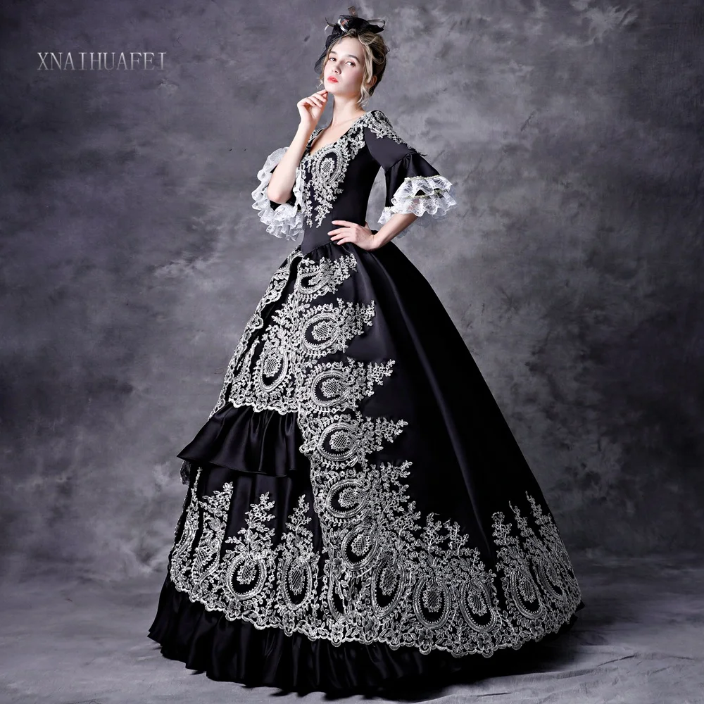Черный готический Мария Антуанетта викторианской эпохи Ренессанс Rococo Belle