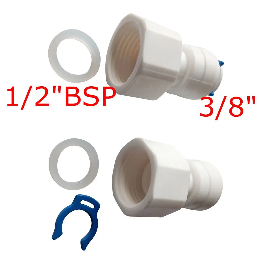 

2pcs 3/8" OD Tube 1/2" BSP female Quick Connector RO Water Purifier Reverse Osmosis Aquarium System Connector Fitting ROFC-4-3