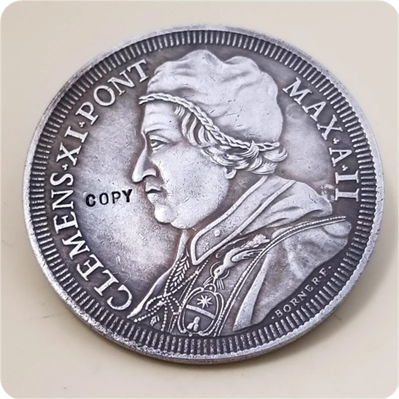 1702 Италия Papal штативы 1 Piastra Clement XI COPY COIN Бесплатная доставка|Безвалютные монеты| |