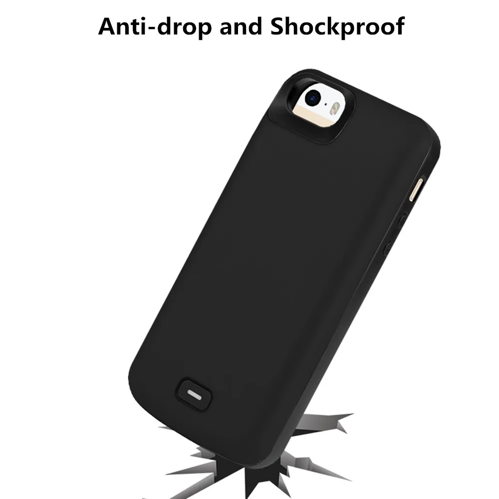 4000 мАч силиконовый ударопрочный аккумулятор чехол для iphone 5 5s se зарядки Внешняя