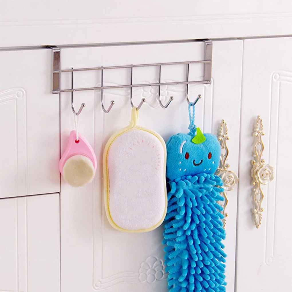

New Portable 1PC Over Door 5 Hooks Home Bathroom Organizer Rack Clothes Coat Hat Towel Hanger Housekeeping Hooks