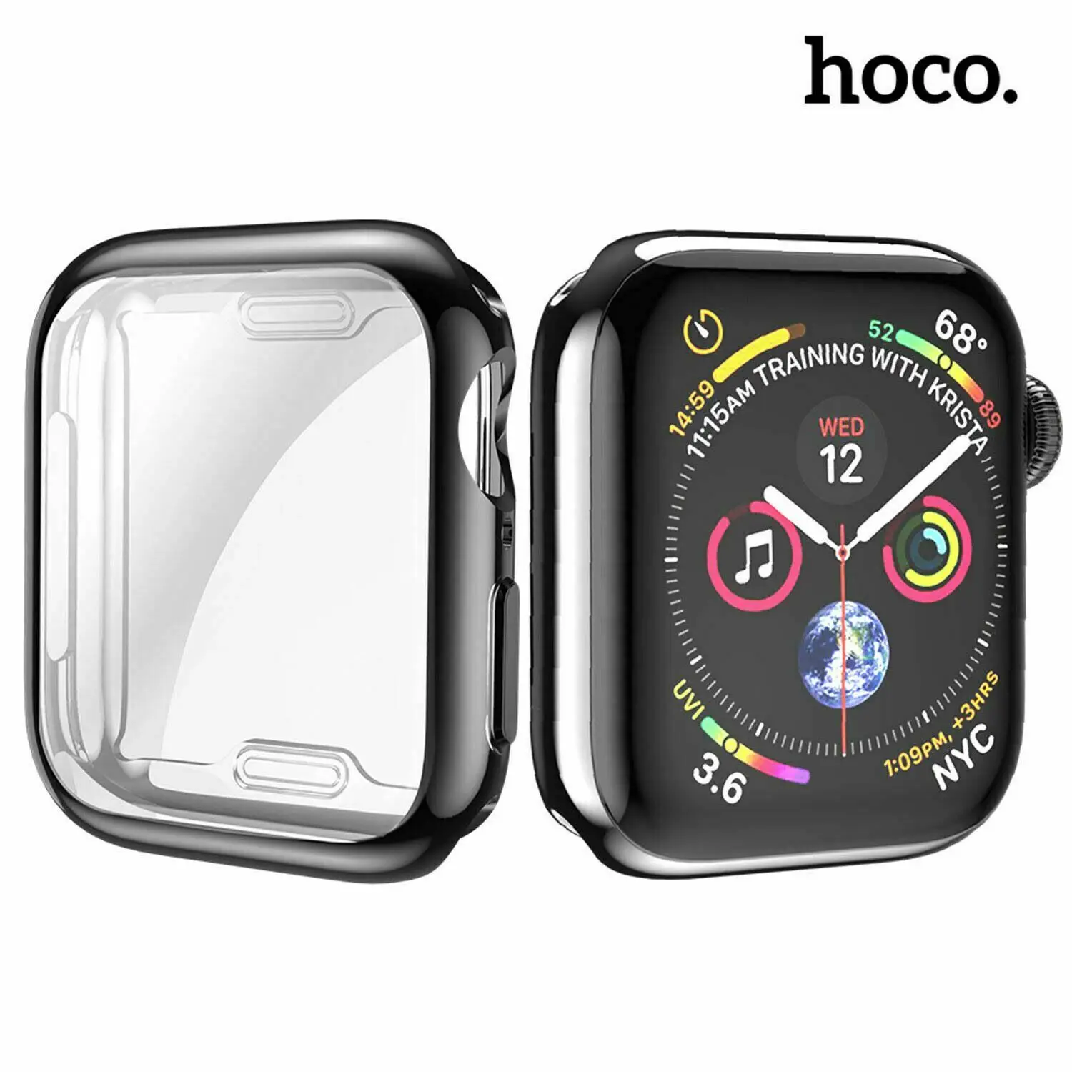 Защитный чехол HOCO для Apple Watch Series 4 5, Ультратонкий Мягкий ТПУ HD Прозрачный чехол для iWatch 44 мм 40 мм - Цвет: Черный