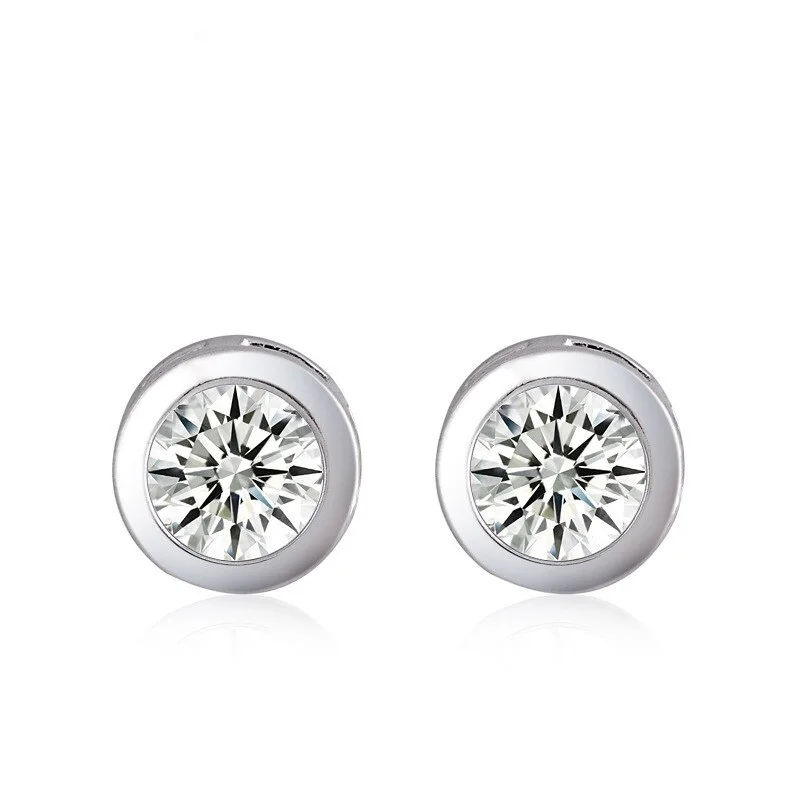 1 пара посеребрение белый глаза стиль корейский элегантный кристалл круг