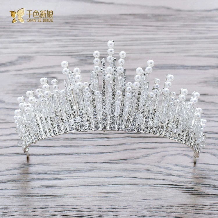 Белый Ретро дворец короны tiara свадебные украшения кристалл кистями аксессуары