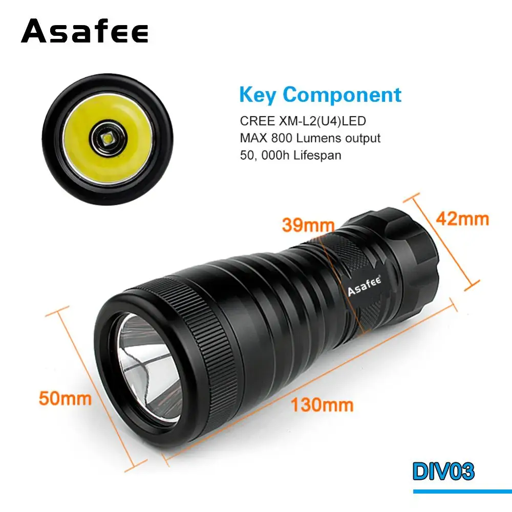 Barato Mini Linterna De Submarinismo Cree XM-L L2, Luz LED Profesional Subacuática Para Buceo, Potente Luz Para Buceo