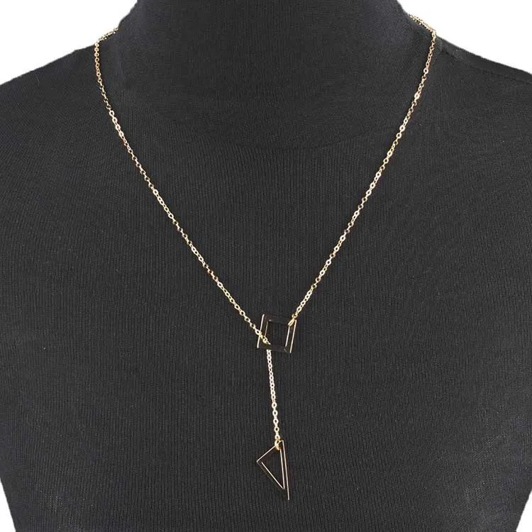 Jewellery Cute Geometry Triangle Pendeloque Cut Joker Long Pattern Chain Party Trendy Statement Necklace For Girls | Украшения и