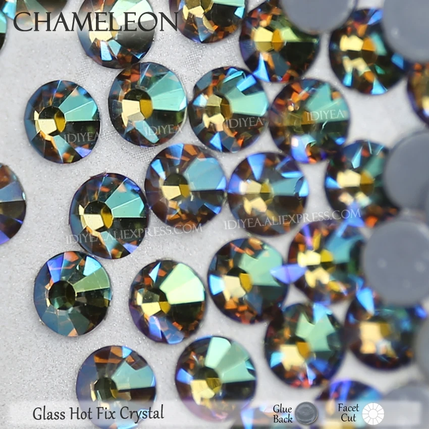 Chameleon Высокое качество Горячая фиксация Стразы SS6 SS10 SS16 SS20 SS30 Стразы плоская задняя часть исправление камней Кристаллы Блестки для DIY одежды платье - Цвет: Chameleon