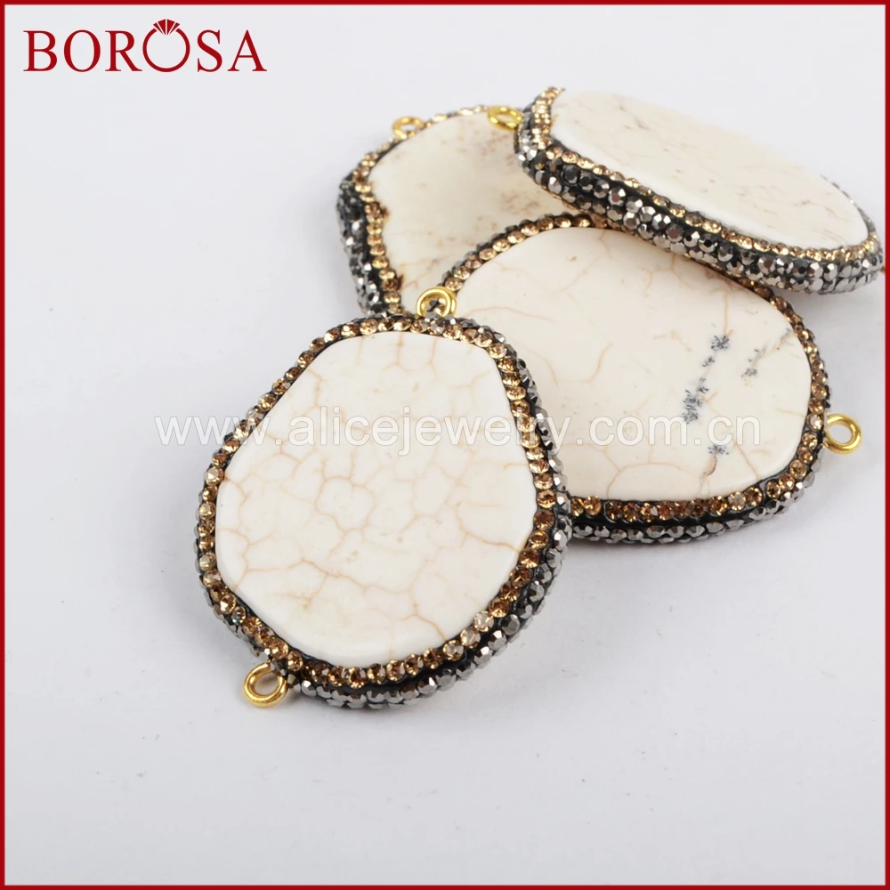 Borosa Freeform натуральный белый как Lite камень Шарм Разъем ручной работы со стразами