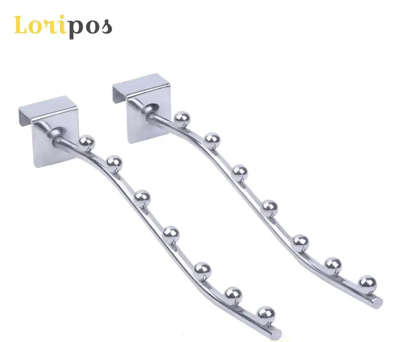 Tube Bar Pole Rod Mounting Buckle Snap Hook Shelf Hanger Hardware Metal Display Hook Shelf Orgnaizer Bracket Sloped Ball Hook