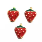Горячая продажа 10 шт.лот, эмаль, позолота, клубника, плавающие амулеты, подходят для живых стеклянных плавающих медальонов, браслет, ожерелье, ювелирные изделия