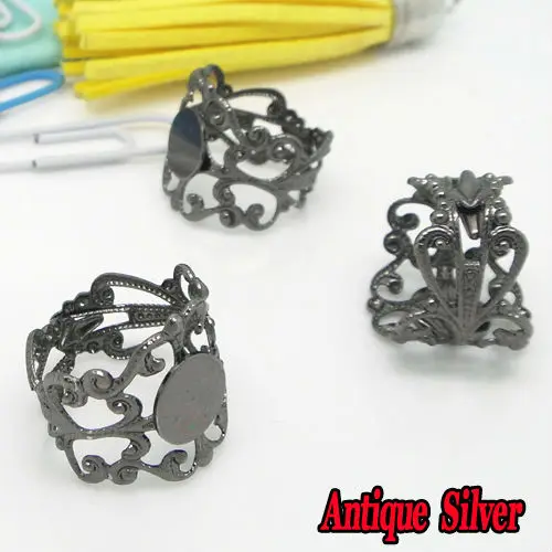 10PCS  Adjustable FILIGREE RING BASE BLANK, Ring base Setting ANTIQUE BRONZE/Rhodium Silver/Rose Gold Findings  DIY Jewerly