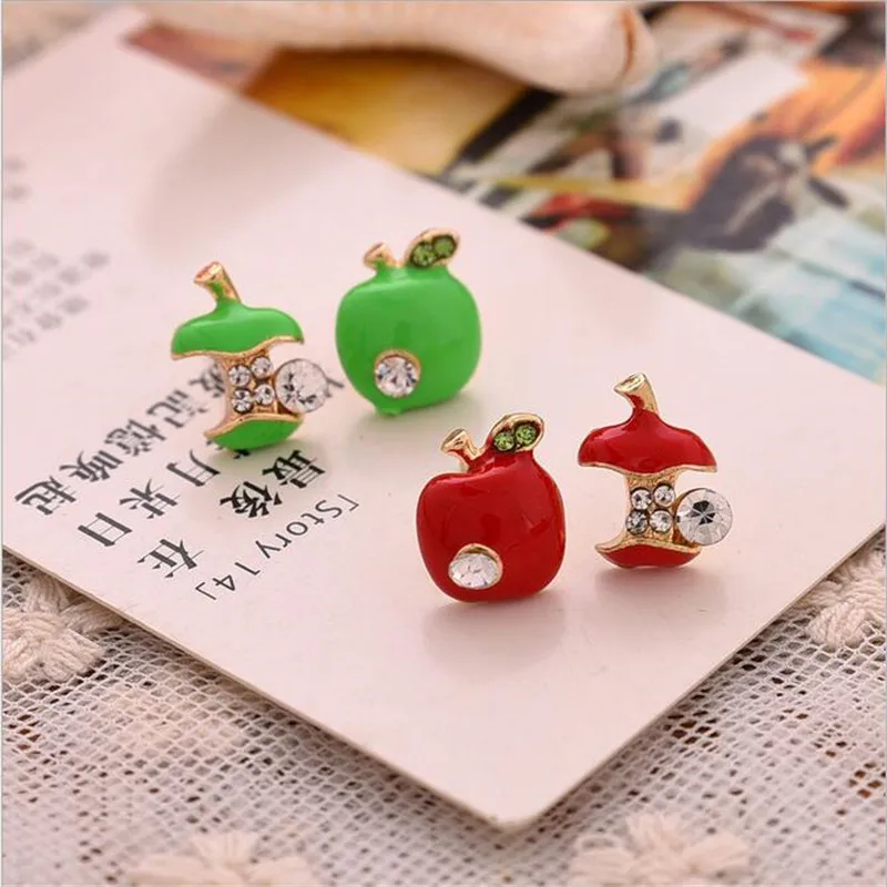 (Красный/зеленый) прекрасные милые серьги гвоздики для женщин ювелирные изделия