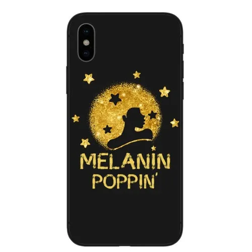 Модный золотой меланин Poppin queen черный Жесткий Чехол Для Телефона iPhone 6 S Plus 7 XR XS Max 8