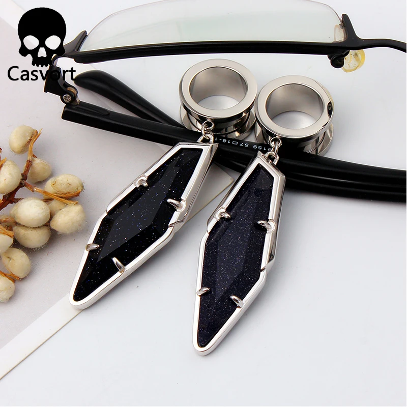 Casvort модные темно синие Золотые камни полудрагоценные с родиевым покрытием