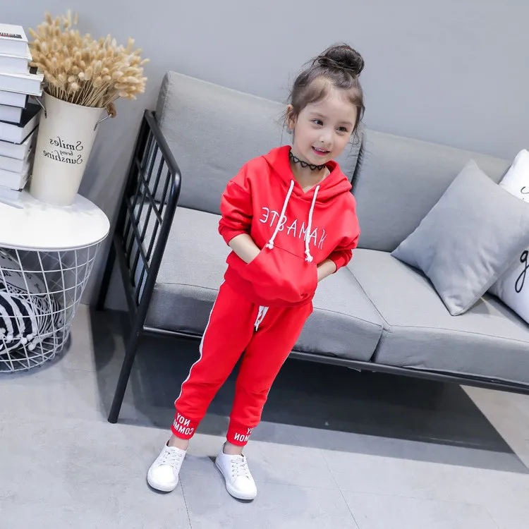 Для девочек передайте хлопок 2018 осенний костюм новая весенняя Детская спорт