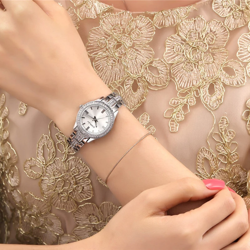 Женская Мода Кристалл Кварцевые часы Лучший Бренд с Японскими движения Luxury Brand
