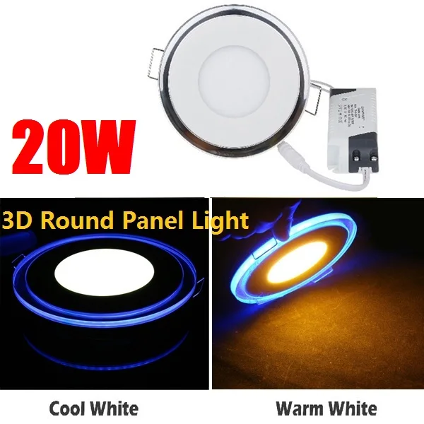 

Круглая акриловая Светодиодная панель 20 Вт, встраиваемая потолочная панель, Светильник направленного света, лампа теплого и холодного бело...