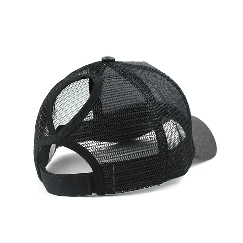 girls cap Ponytail Messy Buns Trucker Plain Baseball Visor Cap Unisex Glitter Hat petten voor mannen cappellini uomo#XP15