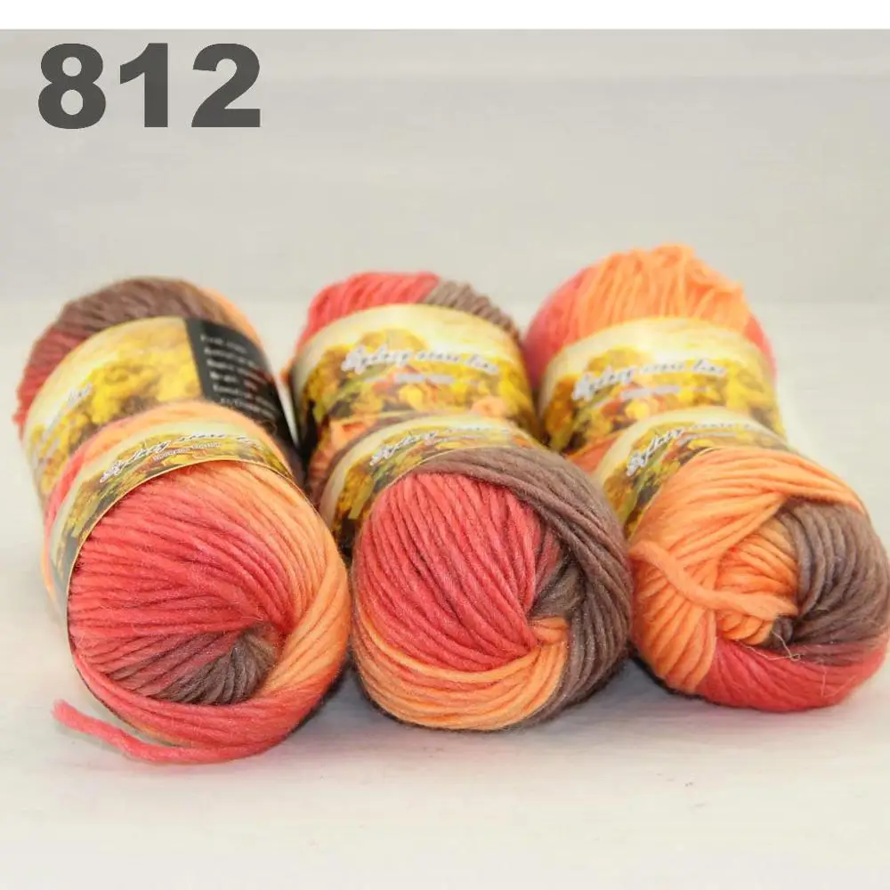 812 Camel Orange 6x50gr Skeins новая массивная ручная крупная вязка забивает шерстяную пряжу 522-пряжа - Цвет: 812 Camel Orange