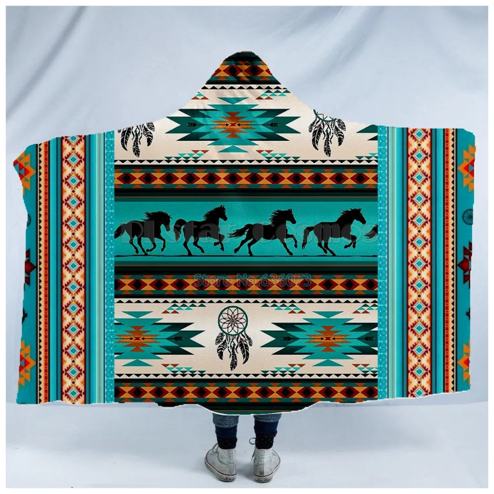 

Plstar Cosmos Bear Totem/Native Indian Hooded Blanket 3D full print Wearable Blanket Adults men women style-8