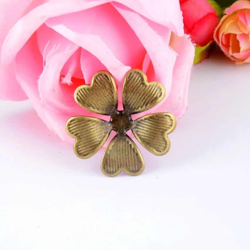Free shipping Retail 10 Bronze Tone Filigree Wraps Flower Connectors Metal Crafts Gift Decoration DIY Findings 3.2x3.2cm F0380 | Дом и сад