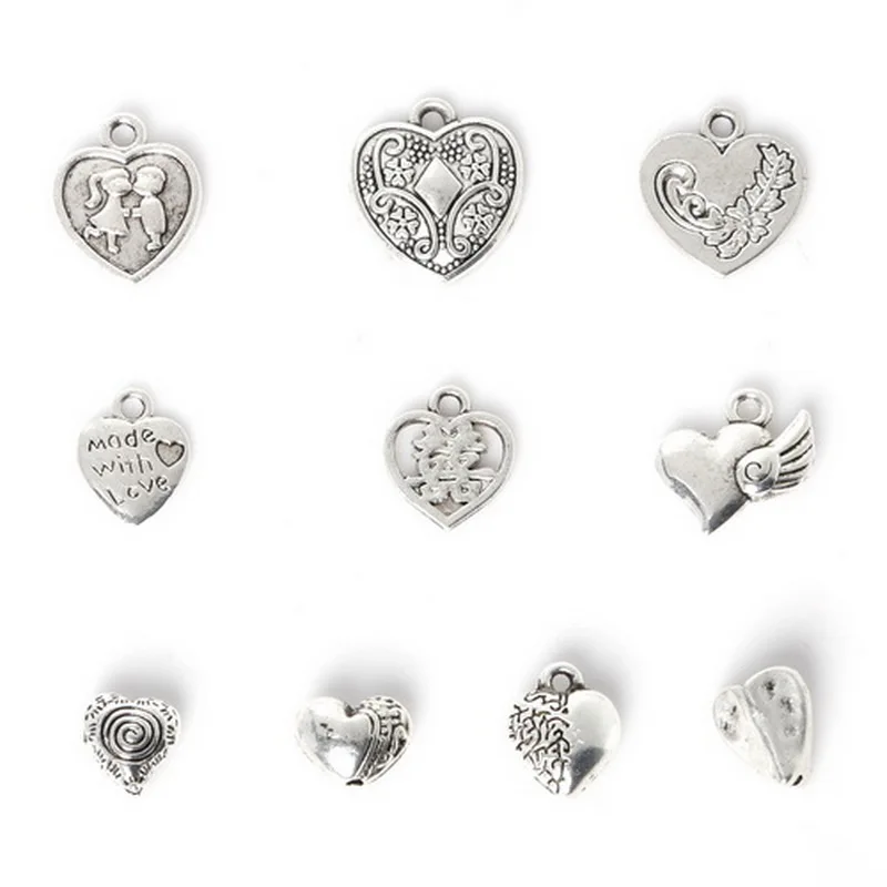 Горячая продажа 122 шт бытовые инструменты Смешанные 10 типов серебряных шармов