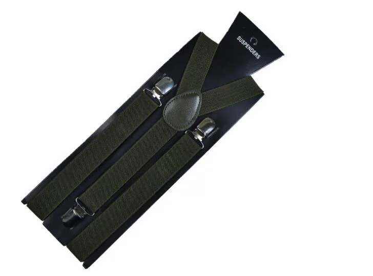 Army Green 20 цветов эластичные кожаные подтяжки мужские 3 зажимы подтяжек винтажные мужские s женские подтяжки для брюк Свадебные подтяжки для юбки - Цвет: Army Green