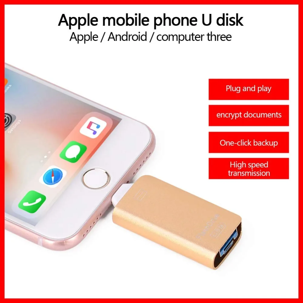 OTG USB флэш-накопитель 16G 32G 64G 128GB 256GB для iPhone X/8/7 Plus/7/6s Plus/6s/5/5s/SE &amp iPad HD карта памяти 3 0