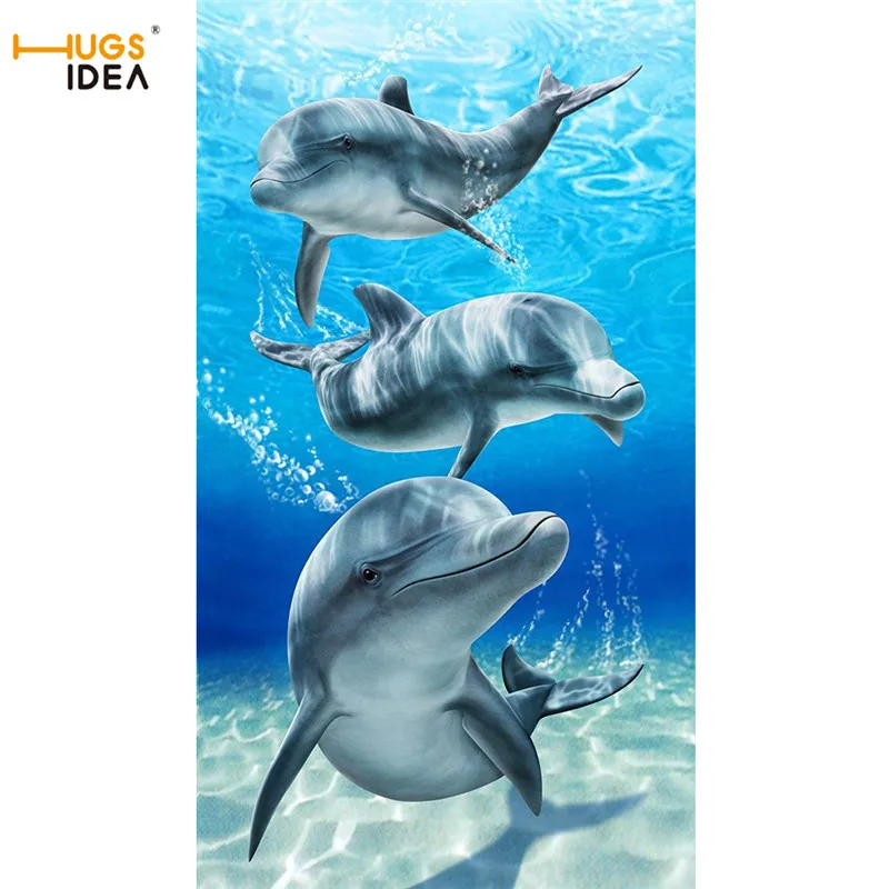 

HUGSIDEA Ocean Animals Cotton Bath Towels 3D Dolphin Shark Turtle Whale Beach Towel Microfiber Home Textile Face Hair Hand Towel