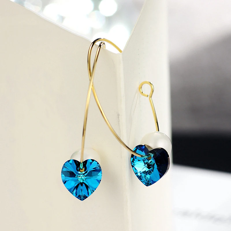 Женские серьги кольца с имитацией жемчуга в форме сердца|hoop crystal earring|crystal hoop